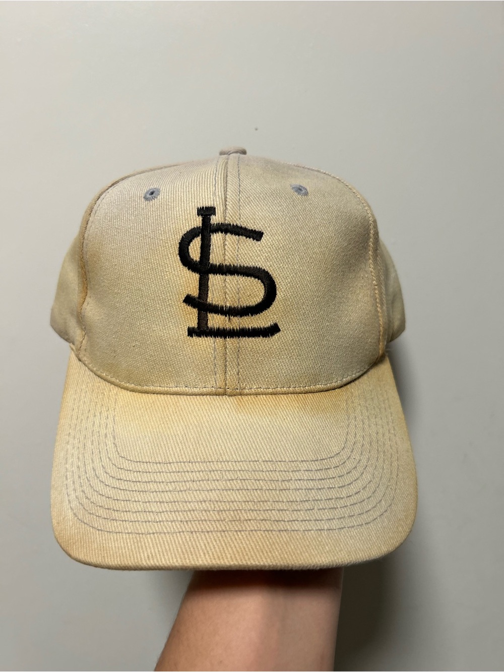 Beige Men's Baseball Cap with Black Embroidered Logo